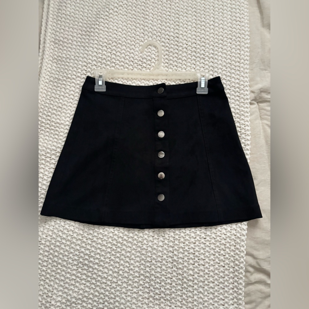 NWOT Velour Button Front Black Skirt